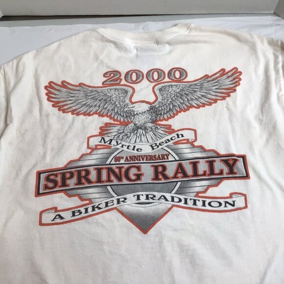Two Vtg Spring Rally Biker Tradition T-Shirt 2000 White USA Cotton Sz L/M - Picture 2 of 4